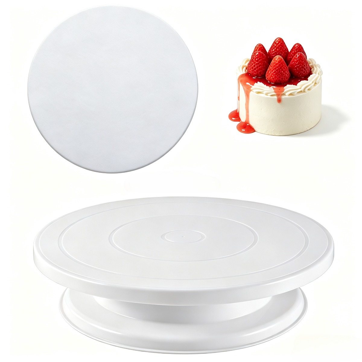 Cake Decorating Turntable - Plateau tournant antidérapant stable pour gâteaux,
