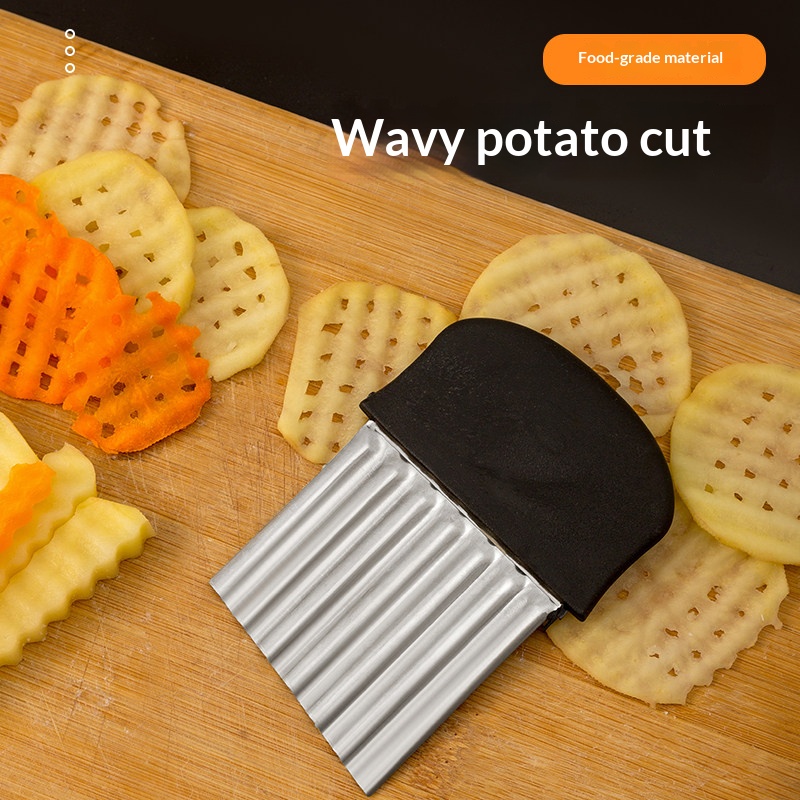 Kitchen Gadgets Vegetable Cutter - Coupe-légumes ondulé en acier inoxydable, coupe-frites,